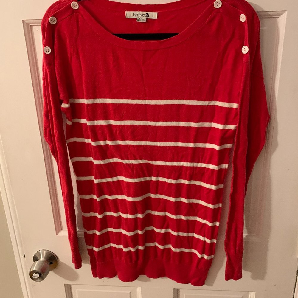 RED AND WHITE STRIPED BOAT NECK